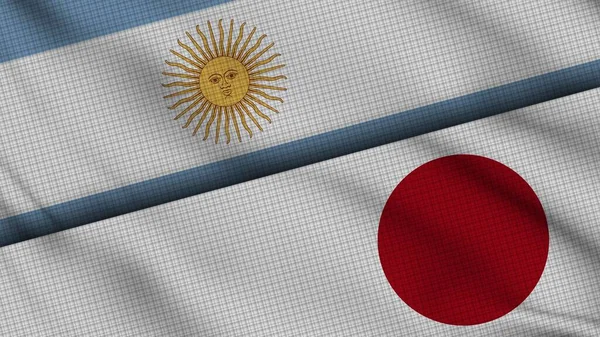 Argentinië Japan Samen Vlaggen Wavy Fabric Breaking News Crisisconcept Voor — Stockfoto