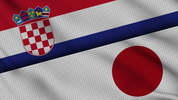 Hırvatistan Japonya Bayrakları Birlikte Dalgalı Kumaş Son Dakika Haberleri Siyasi — Stok fotoğraf