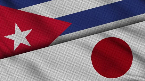 Cuba Japón Banderas Juntas Tela Ondulada Noticias Actualidad Concepto Crisis — Foto de Stock