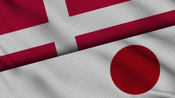 Dinamarca Japón Banderas Juntas Tela Ondulada Noticias Actualidad Concepto Crisis —  Fotos de Stock