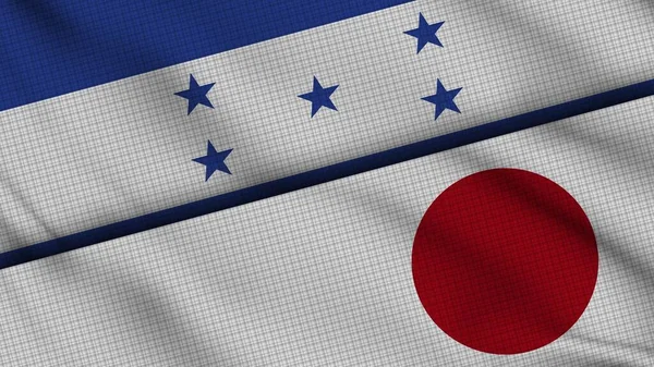 Ονδούρα Και Ιαπωνία Σημαίες Μαζί Κυματιστό Ύφασμα Έκτακτη Είδηση Πολιτική — Φωτογραφία Αρχείου