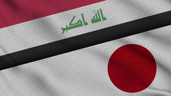 Irak Och Japan Flaggor Tillsammans Vågigt Tyg Breaking News Politisk — Stockfoto