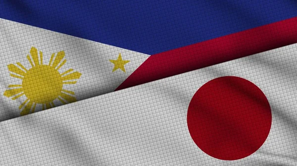 Filippijnen Japan Samen Vlaggen Wavy Fabric Breaking News Crisisconcept Voor — Stockfoto