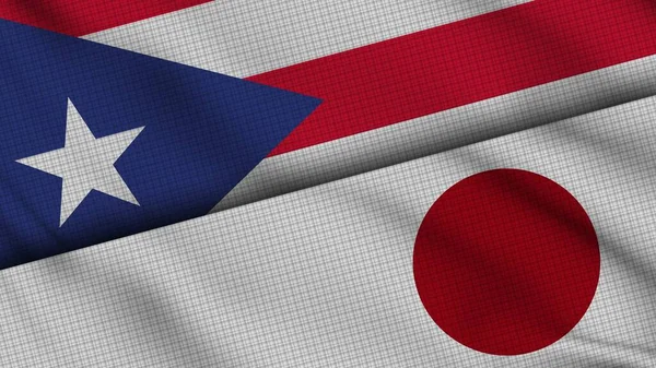 Puerto Rico Japón Banderas Juntas Tela Ondulada Noticias Actualidad Concepto — Foto de Stock