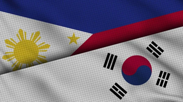 Filipinas Corea Del Sur Banderas Juntas Tela Ondulada Noticias Actualidad —  Fotos de Stock