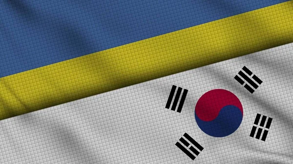 Ukraine Und Südkorea Flaggen Zusammen Welliges Gewebe Aktuelle Nachrichten Krisenkonzept — Stockfoto