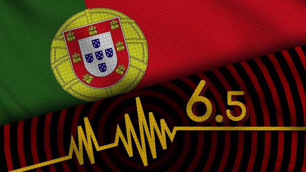 Portekiz Dalgalı Kumaş Bayrağı Deprem Son Dakika Haberleri Felaket Konsepti — Stok fotoğraf