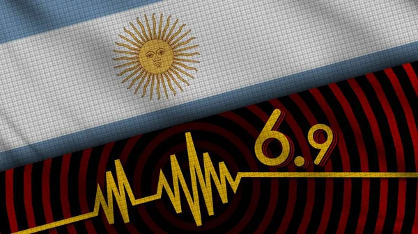 Argentina Wavy Fabric Flag Earthquake Breaking News Disaster Concept Illustration — Stock Photo, Image