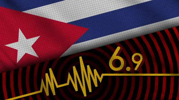 Κουβανέζικη Κυματιστή Σημαία Σεισμός Έκτακτη Είδηση Έννοια Καταστροφής Εικονογράφηση — Φωτογραφία Αρχείου
