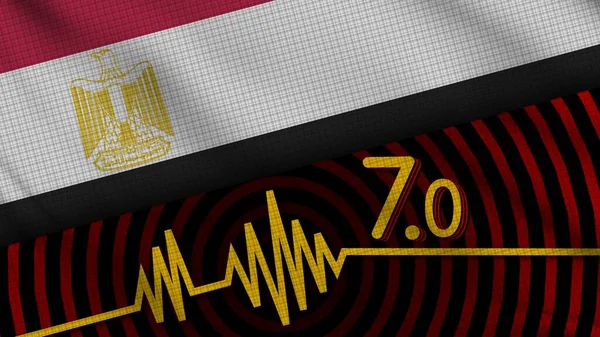 Egypt Wavy Fabric Flag Earthquake Breaking News Disaster Concept Illustration — стокове фото