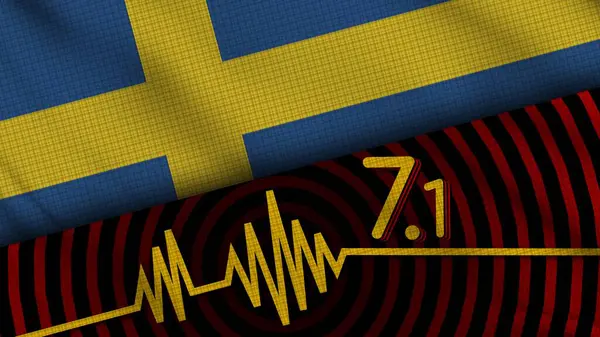瑞典Wavy Fabric Flag Earthquake Break News Disaster Concept Illustration — 图库照片