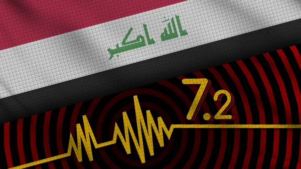 Iraq Wavy Fabric Flag Earthquake Breaking News Disaster Concept Illustration — стокове фото