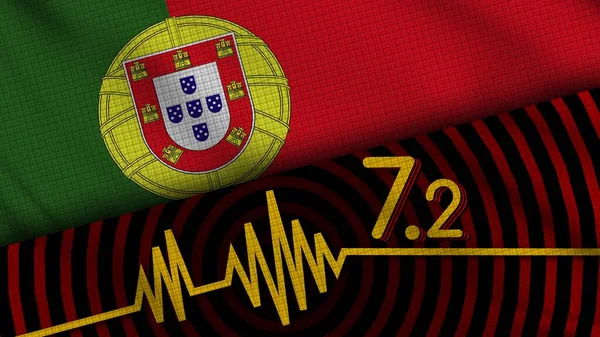 Portugal Wavy Fabric Flag Earthquake Breaking News Disaster Concept Illustration — Stock Photo, Image