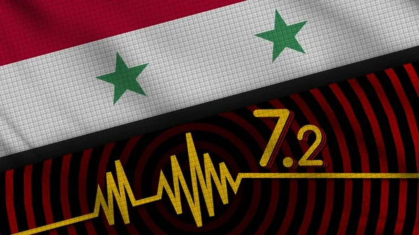 Syrian Wavy Fabric Flag Earthquake Breaking News Disaster Concept Illustration — стокове фото