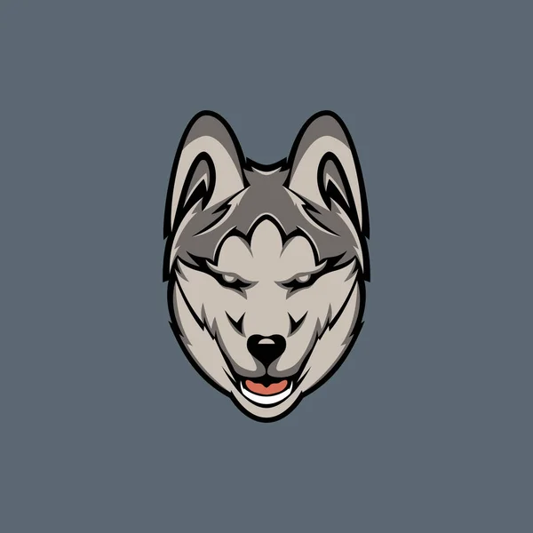 Mascotte Tête Loup Avec Les Yeux Pointus Vers Avant — Image vectorielle