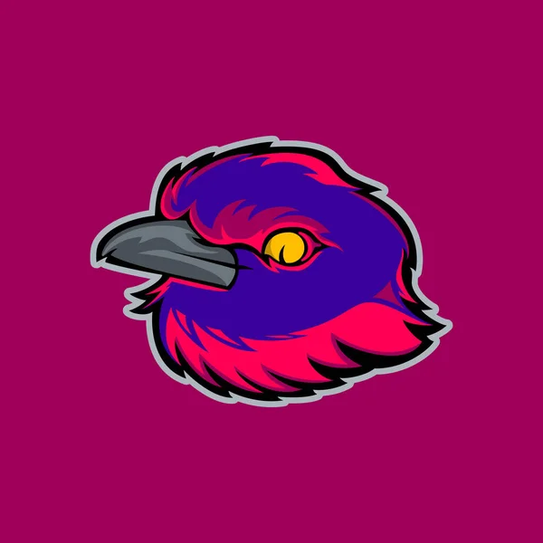 lilac bird head mascot vector illustration with piercing gaze
