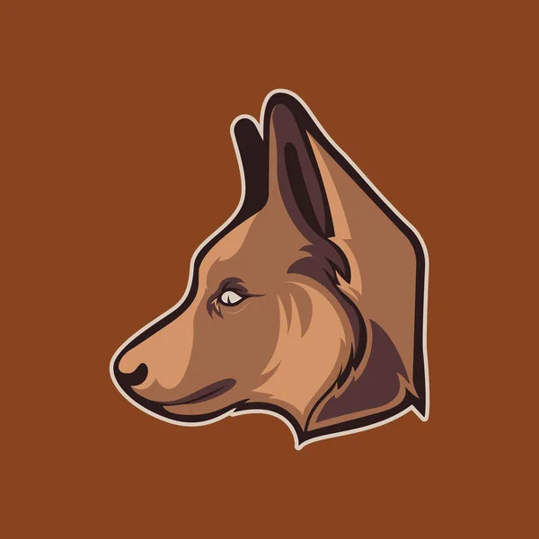 Dog Head Vector Illustration Mascot Piercing Gaze — 图库矢量图片