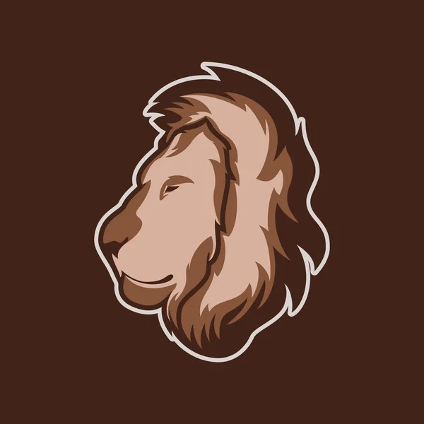 Lion Head Vector Illustration Mascot Facing Side — Διανυσματικό Αρχείο