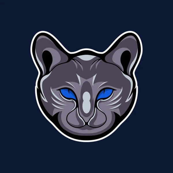 Mascote Assustador Ilustração Vetor Cabeça Gato —  Vetores de Stock