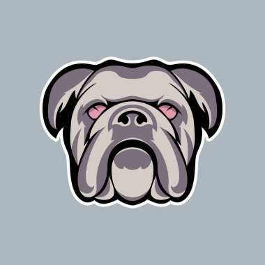 Parlak gözlü buldog kafa vektör illüstrasyon maskotu