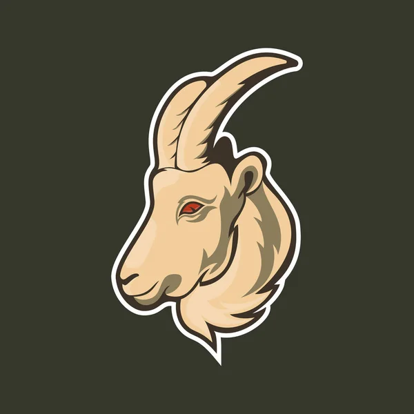 Ilustración Vectorial Mascota Una Cabeza Cabra Con Una Mirada Aguda — Vector de stock
