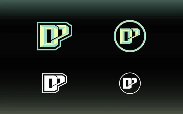 Parlak renkli baş harfler DP logosu E spor takımları ve diğerleri için uygundur