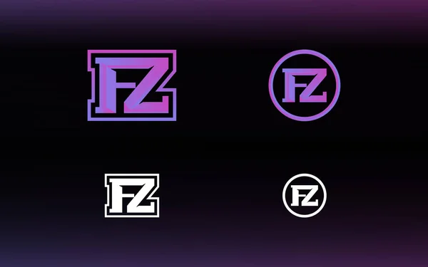 Parlak renkli baş harfler FZ logosu E spor takımları ve diğerleri için uygundur
