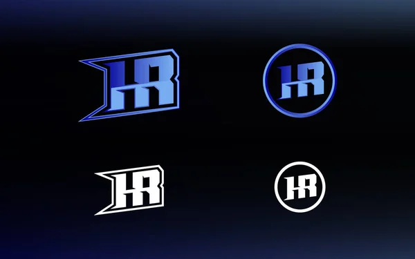 Parlak renkli HR logosunun baş harfleri E spor takımları ve diğerleri için uygundur