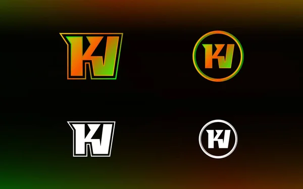 颜色鲜艳的Kv标志的首字母缩写适用于E运动队和其他队伍 — 图库矢量图片
