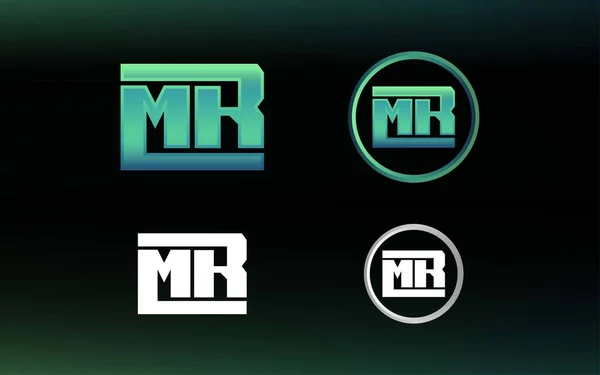 具有明亮色彩的Mr标志的首字母缩写适用于E级运动队和其他队伍 — 图库矢量图片