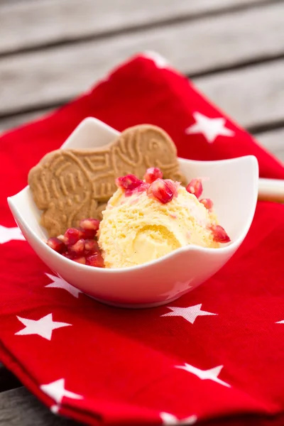 Vanilková zmrzlina, mandlové sušenky — Stock fotografie