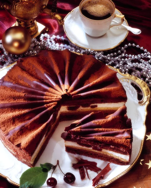 Chocolate cake, elevated view — Stock Photo, Image