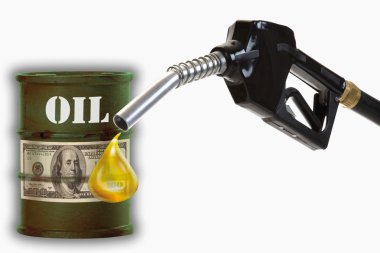 Petrol davul damla ile dolar Not ve yakıt meme işaretiyle 