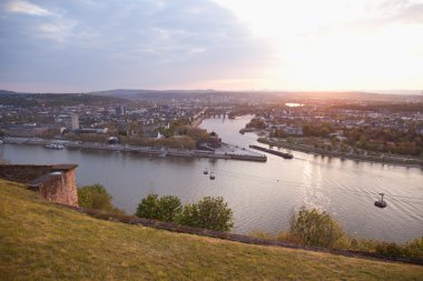 Koblenz, Ehrenbreitstein, görünüm, Deutsches Eck teleferik cro ile