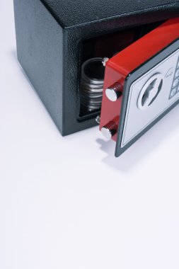 Güvenli, değerli, para koleksiyonu, arka plan beyaz