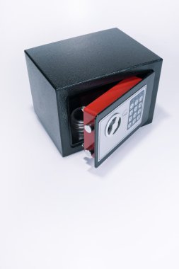 Güvenli, değerli, para koleksiyonu, arka plan beyaz