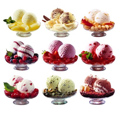 Çeşitli sundaes, kolaj