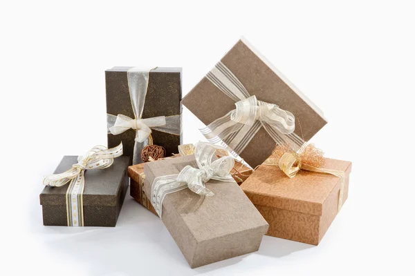 Christmas gifts,parcels and presents against white background — Stock Photo, Image