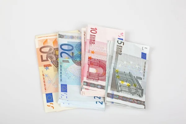 Billets en euros, fond blanc — Photo