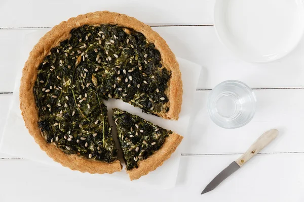 Vilda örten spenat paj, vegetariskt — Stockfoto