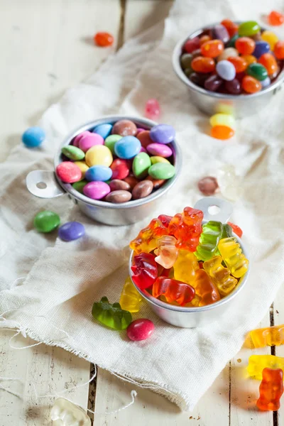 사탕, 젤리 곰, 초콜릿 상품, jel의 3 개의 다른 종류 — 스톡 사진