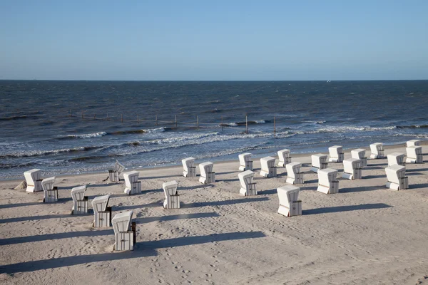 德国、 下萨克森、 Wangerooge、 海滩和沙滩椅 — 图库照片