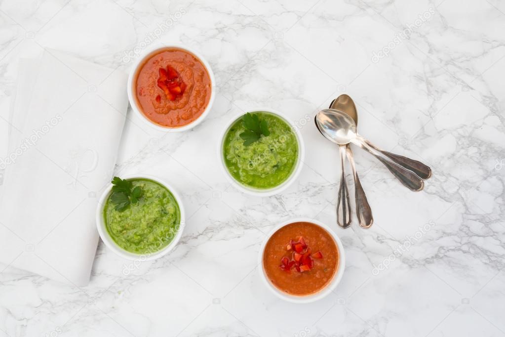 Red and green gazpacho