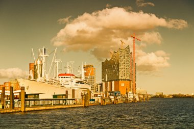 Elbe Filarmoni salonu bulutlar ile Almanya, Hamburg, görünümüne