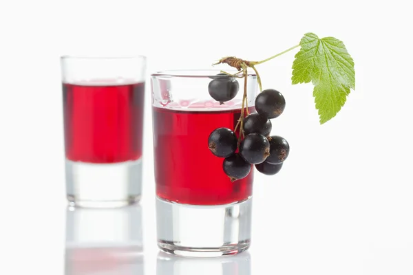 Glasses with genever, black currants — Stock Photo, Image