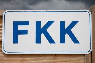 Germany, Schleswig-Holstein, Baltic Sea, Sign FKK at beach clipart