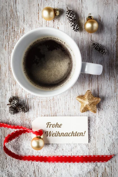 圣诞静物，杯咖啡，标记 — 图库照片