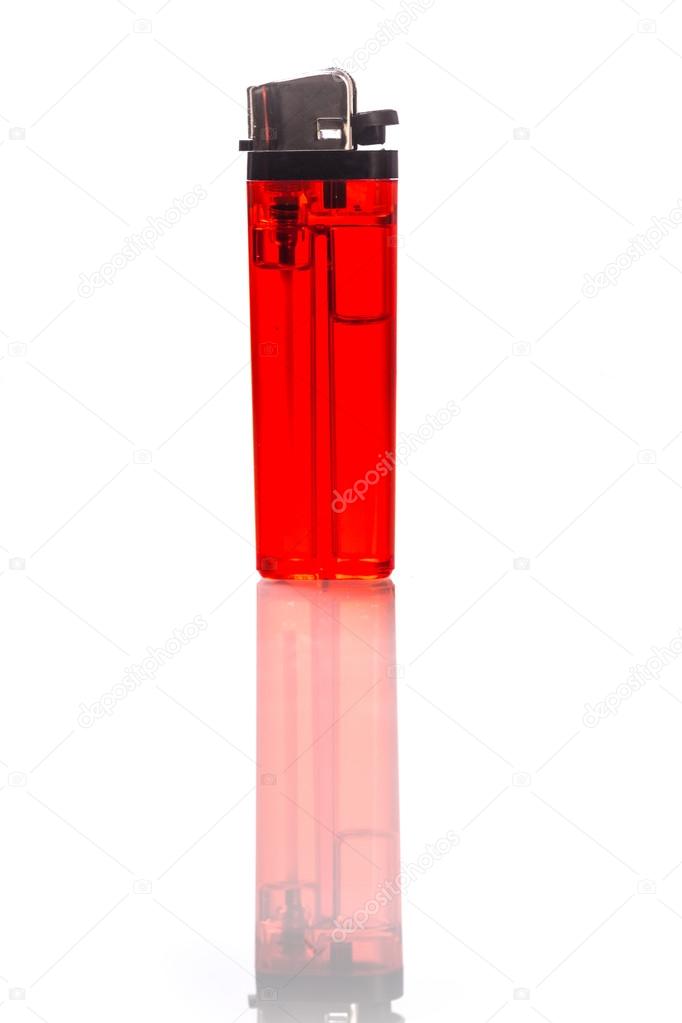 Red lighter on white background