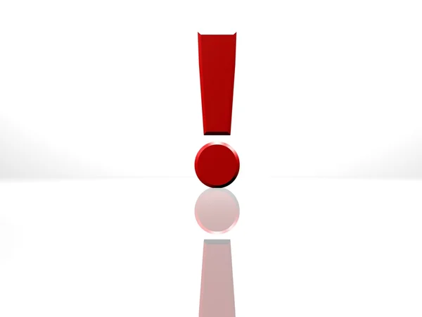 Pojedynczy czerwony wykrzyknik znak, odpowiedź lub zamówienia koncepcja — Zdjęcie stockowe