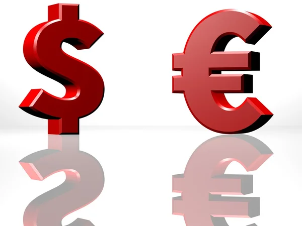 Segno euro e dollaro, concetto di commercio mondiale — Foto Stock